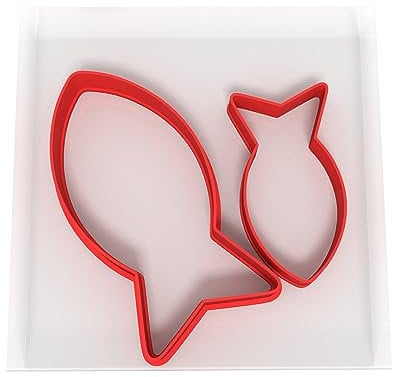 Custom Cutters Fish Shape Cookie Cutters | Plastic Cutters for Baking, Fondant, Clay, Pastry, Icing, Jewellery (5CM + 8CM)