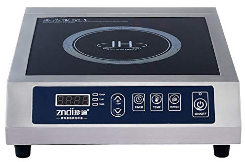 Plaque à induction individuelle 3500 W - Plaque à induction portable en acier inoxydable avec commande tactile - Écran LED et fonction minuterie - Pour balcon, camping, camping-car et cuisine -