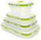 Lunbengo 4 IN1 Collapsible Food Storage Containers for Camping, Travel,and Hiking, Portable Silicone Bento Lunch Box with Airtight Lid, Ideal Portion Control,Dishwasher & Microwave Safe, Green