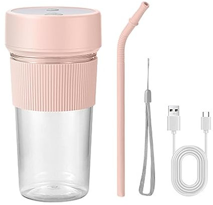 Fresh Juice - licuadora portátil rápida, 350 ml, licuadora Viaje para Batidos, Batidos, diseño Pajita, Mezclador Jugo Frutas con 6 Cuchillas para Viajes, Deportes, Gimnasio