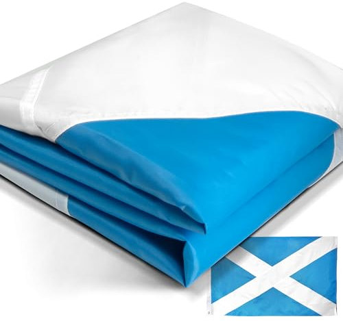 Bandera de Escocia Anley EverStrong Series de 3 x 5 pies - Cabecera de lona resistente - 4 filas de costuras de bloqueo - Bandera nacional escocesa de nailon con ojales de latón de 3 x 5 pies