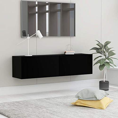 AUVYI TV-Schrank Schwarz 120x30x30 cm Holzwerkstoff Aufbewahrungsschrank Fernseher Schrank Lowboard Nachttisch Holz Kitchen Cabinet Wohnwand Modern Hängeschrank Wohnzimmer