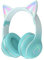 Usoun Kids Headphones,Cat Ear Led Light Bluetooth Kids Headphones with Mic,Girls Headphone Wireless,TF Card,3.5mm Audio,Wireless/Wired Foldable Kid On Ear Headphone for Boys Girls Adults (Green)