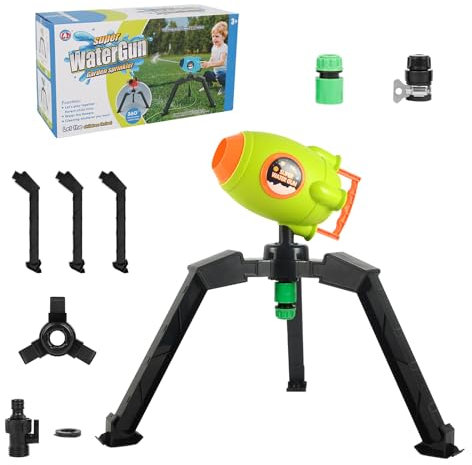 Automatische Wasserpistole für Kinder, 12m Reichweite Spielzeug Spritzpistole, Wasserpistole mit Direktem Schlauchanschluss, Blaster Spielzeug für Kinder und Erwachsene (B-Grün)
