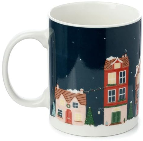 TRTO 1Pcs Porcelain Mug Christmas Village for Coffee, Tea, Hot Chocolate Mug