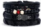 SMTSEC Lederarmbänder,Süßes Eulen Armband Mehrschichtiges Geflochtenes Lederarmband Set Vintage Boho Charm Armreifen Schwarze Perlen Elastisches Armband für Männer Frauen