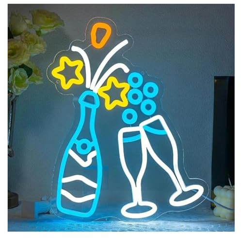 Sign Lamp Champagne Cheers Neon Colorful Night Light USB Powered LED for Bedroom Bar Man Cave Wall Decor