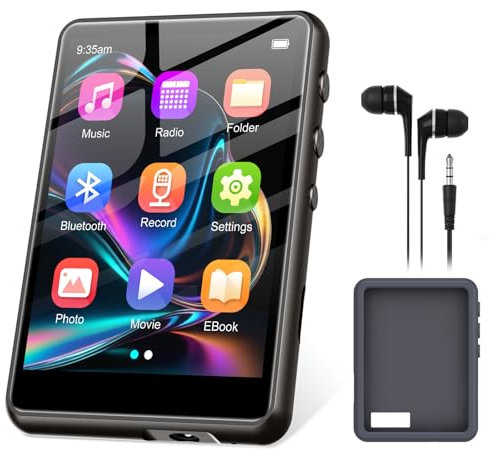 ZAQE 128GB MP3 Player Bluetooth 5.4 con Pantalla a Color TFT de 2.4 Pulgadas, HiFi música Deportes MP3 Player con Altavoz, Pantalla táctil, Radio FM, grabación, hasta 256GB, Negro