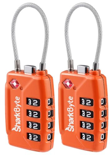SharkByte TSA Kofferschloss – 2er-Pack, 4-stellig, genehmigt für Reisen & Gepäck