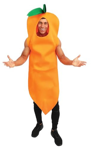 P'TIT CLOWN - 15376 - Costume Carotte Adulte - Unisexe - Déguisement Fruit et Légume - Pour Carnaval, Halloween, Cosplay, Fêtes Costumées et Évènements à Thème - Polyester - Taille Unique - Orange