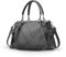 NICOLE & DORIS Handtaschen für Damen Modern Henkeltasche Schultertasche Weiche PU Leder Umhängetasche Elegant Handtasche mit Gestreifte Grau