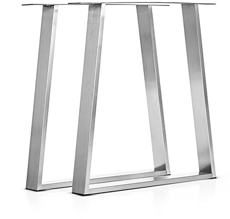 mina concept 09-2 Tischkufen Edelstahl – Tischgestell Trapez-förmig – Außenmaße 70 x 72 cm – Profil 80 x 20 mm – 2 Stück