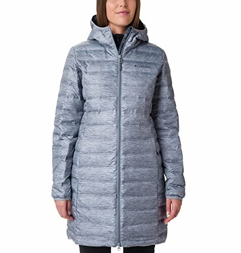 Columbia Lake 22 Down Long Hooded Jacket, Piumino Con Cappuccio Donna, Tradewinds Grey Heather, Taglia S