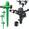 Suinga Pack 4 Aspersor de riego Agricola 3/4'' | Aspersores de riego cesped 13 a 18 m con Soporte | Aspersor Jardin Angulo Ajustable 0 a 360º, Negro