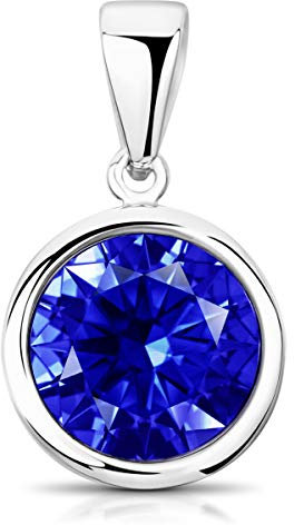Materia Kristall Anhänger blau - 925 Silber Kettenanhänger rund klein Damen Mädchen KA-462-blau