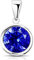 Materia Kristall Anhänger blau - 925 Silber Kettenanhänger rund klein Damen Mädchen KA-462-blau