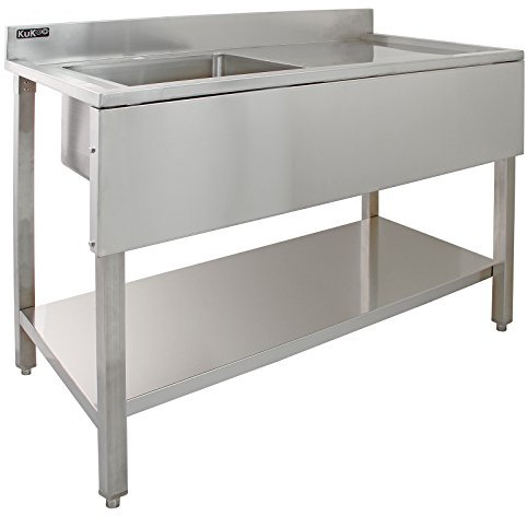 KuKoo Commercial Kitchen Catering Sink, Stainless Steel, Right Hand Drainer, 1.0 Bowl, 120cm Wide