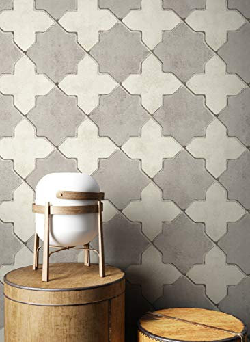 NEWROOM Tapete Grau Vliestapete Fliesen - Fliesenoptik Modern Beige Creme Mosaik Stein Mustertapete Grafisch Marokkanisch inkl. Tapezier-Ratgeber