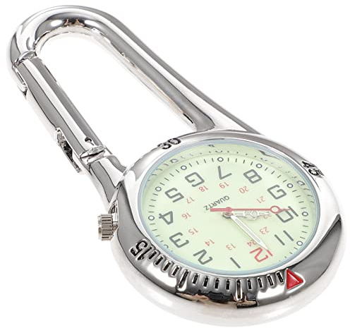 ULTECHNOVO Montre Infirmière Mousqueton Lumineuse Montre Quartz À Clipser avec Cadran Phosphorescent Crochet À Ressort pour Sac À Dos Ceinture Médecins Infirmières Escalade Alpinisme