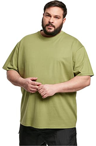 URBAN CLASSICS Men's Basic Oversized T-Shirt, Wide Cut, Long Tee, Short Sleeves Shirt with Crew Neck, 100% Jersey Cotton, in Newolive, Size: 4XL