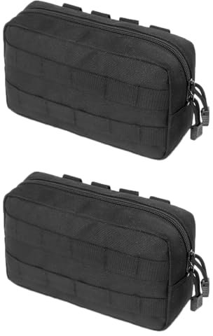 TRIWONDER Tactical Admin Molle Pouch EDC Pouch EMT Utility Bag Military Belt Pouch Molle Pouches for Hiking Hunting (Black - 2 Pack)