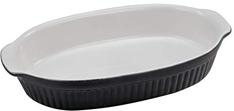 CreaTable, 23532, Serie Classic BLACK & WHITE, 1-teiliges Geschirrset, Auflaufform aus Steinzeug, spülmaschinen- und mikrowellengeeignet, Made in Portugal