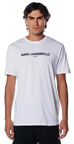 KARL LAGERFELD Herren Soft Crew Neck Tonal Logo Short Sleeve T-Shirt, White Legacy, L