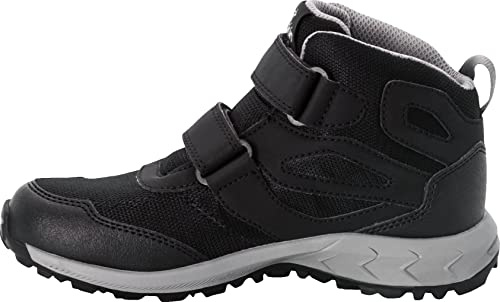 Jack Wolfskin Unisex Kinder Woodland Texapore Mid Vc K, Black / Grey, 36 EU