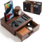 Nightstand Organizer For Men - Wood Phone Docking Station to Charge Your Phone and Organize Your Watch & Accessories - Wood Charging Station with Lined Tray & Drawer