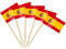 AhfuLife 200 Stück Spanien Zahnstocher Flaggen, Spanische Deko Fahne Klein Mini Zahnstocher für EM Euro Eurovision WM Olympische Cupcake Topper Toothpick Cocktail Partydeko Restaurant Pub Deko
