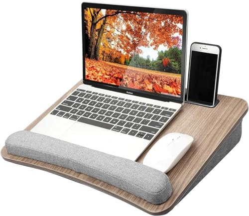 HUANUO Laptop Trays - Portable Lap Desk with Pillow Cushion, Fits up to 15.6 inch Laptop, with Anti-Slip Strip & Storage Function for Home Office Students Use as Computer Laptop Stand, Book Tablet