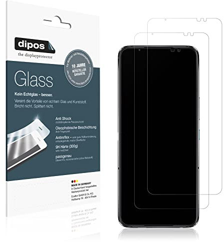 dipos I 2X Displayschutz matt kompatibel mit Asus ROG Phone 6 Schutzfolie 9H Anti-Shock (bewusst Kleiner als das Glas, da Dieses gewölbt ist)