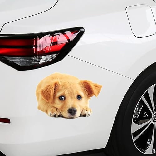 2 Stück Hund Auto Aufkleber,3D Realistischer Französische Bulldogge Hund Auto Aufkleber Wasserdicht Karosserie Aufkleber Heckscheibe Sticker Fenster Wandaufkleber für Auto Wände Kühlschrank Laptop