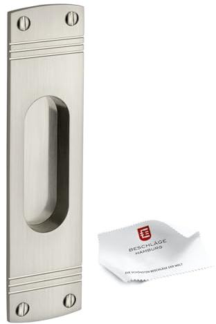 Beschläge Hamburg Schiebetürmuschel Art deco SM 216-820 MMN - Schiebetürbeschlag für Schiebetüren mit Griffmuschel, 1 Stück in matt vernickelt)