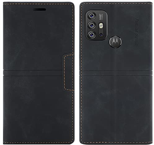 OKZone Kompatibel mit Motorola Moto G30/G10/G20 Hülle, Handyhülle Wallet PU Leder Kartenfach Magnet Klappbar Schutzhülle Handytasche Ständer Flip Handytasche Case Cover Stoßfest Klapphülle (Schwarz)