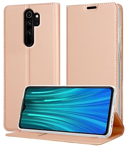 Cadorabo Hülle kompatibel mit Xiaomi RedMi Note 8 PRO in Classy ROSÉ Gold - Schutzhülle mit Magnetverschluss, Standfunktion und Kartenfach
