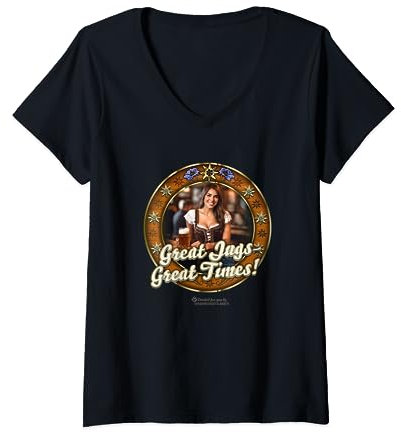 Apres Ski Fête Fille Bière Grands Cruches Great Times Apres Ski T-Shirt avec Col en V