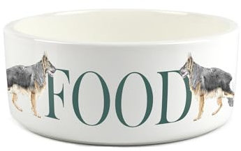 Grande gamelle en céramique blanche pour chien - Berger allemand Alsacien