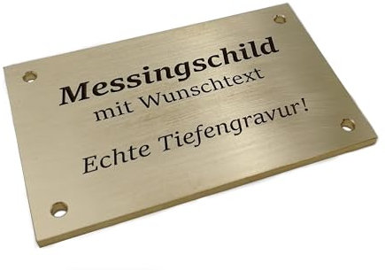 Türschild mit deiner Gravur - Gedenkschild - Grabsteinschild - Hauschild - versch. Größen, hochwertiges Messingschild, Metallschild, Namensschild, Messingtafel