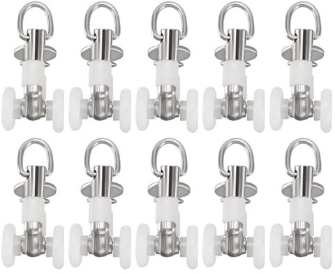 TA-VIGOR Vorhangschienenrollen, Kunststoff-Vorhangschiene, Doppelrollen-Vorhangschiene, Vorhangschienengleiter für Fenster, Duschvorhangschienen, 10 Stück