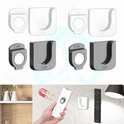 STAYOF 4 Piezas Soportes Magnéticos para Mando a Distancia, Organizador Mandos TV Magnético de Pared, Soporte Mando Pared Remoto Magnético para Organizar Hogar y Oficina, 2 x Blanco, 2 x Negro