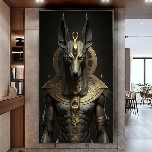 Diamond Painting Set for Adults and Children,Anubis Large 5D DIY Full Drill Diamond Painting 40x80cm Round/Square Rhinestone Embroidery Diamond Art Painting kits for Home Wall Decor Gifts16x32in