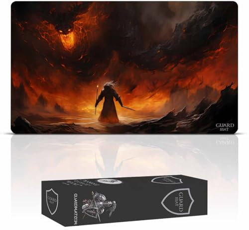 GuardMat - The Shadow and The Flame (Bordes Cosidos) - Tapete para Cartas Magic - Alfombrilla para Magic The Gathering - Playmat Compatible con MTG, Señor de los Anillos, TCG, Juegos de Mesa