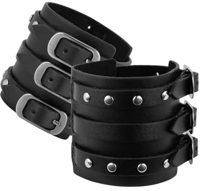 Eigso Punk Leder Manschette Armbänder für Männer Frauen Classic Vintage Nieten Armbänder für Mann Frau