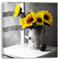 PIY PAINTING 1er Elegante Sonnenblumen Bilder Gelbe Blumen Bild Set symbolisieren Vitalität 30x30CM Leinwandbild Mit Holzrahmen Kunstdrücke auf Leinwand für Yoga-Raum Galerie Toilette Wohnzimmerbilder