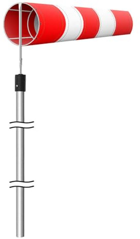 TMS PRO SHOP Windsack Komplett-Set, rot/weiß, Ø 30 cm, 4-teilig, zum Aufdübeln, Höhe: 3 m aus Kunststoff, Stahl, Art.-Nr. 610452 | Windsocke