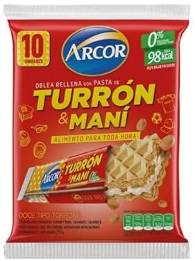 Qumir - Turron de Mani Arcor - Pack de 10 Unidades - En total 250 grs de puro sabor - Ideal para comer como snack