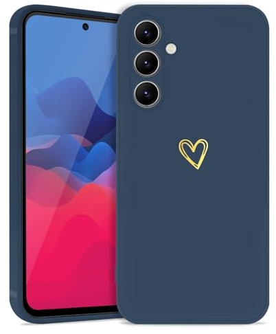 Lafunda Handyhülle Kompatibel mit Samsung Galaxy A54 5G Mädchen Hülle | UltraDünn Silikonhülle süß Liebesherz Schutzhülle stoßfest Case mit Fallschutz Cover für Samsung Galaxy A54 5G Dunkelblau