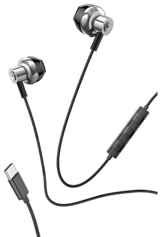 Cool Stereo-Kopfhörer Typ C mit Mikrofon (Metall), silberfarben