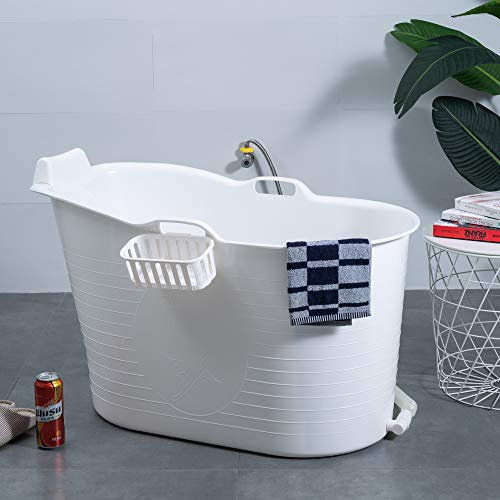 Schwänlein Mobile Bathtub, Ideal for The Small Bathroom, 97x52x65cm, Stylish and Atmospheric. (97cm, White)
